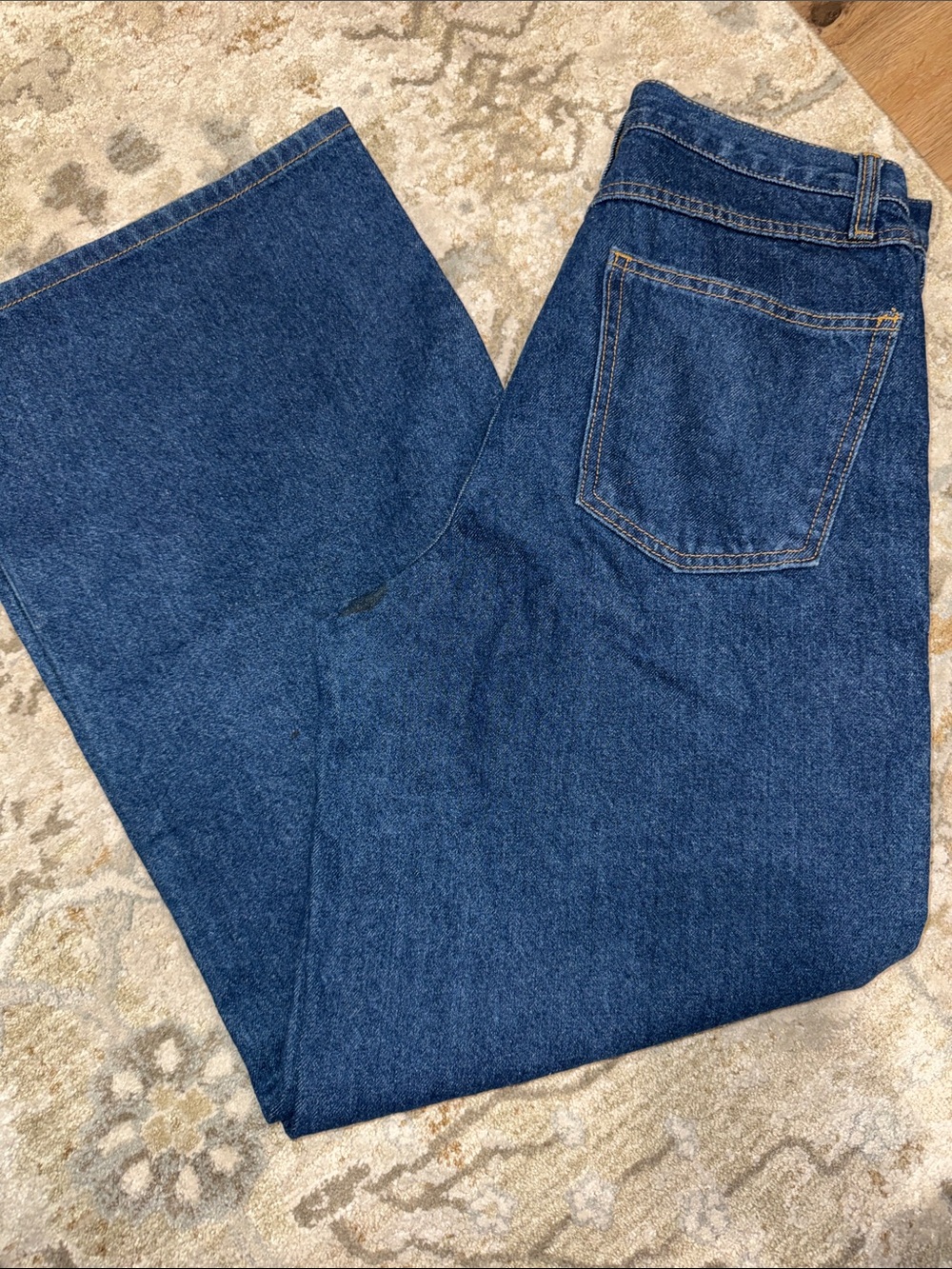 J. Galt Brandy Melville Wide Leg Jeans dark mid Wash Blue High Rise extra Baggy